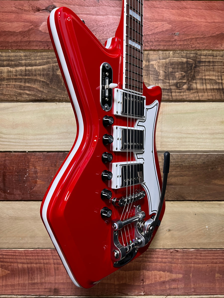 正規輸入品 EASTWOOD GUITARS AIRLINE CUSTOM LEATHER GUITAR STRAP イーストウッド カスタ EASTWOOD GUITARS AIRLINE 59 STD&frasl;Red(イーストウッド エアライン