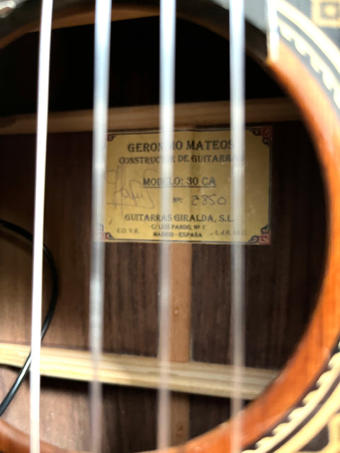 Geronimo Mateos Model 30CA Classical Cutaway Cedar Rosewood 2010 - Natural Gloss
