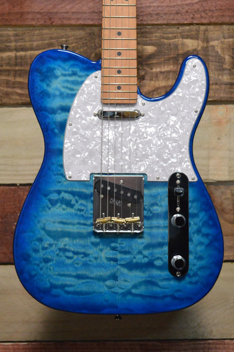 Fender MIJ FSR Hybrid II Telecaster Quilt Top Aqua Blue 2023