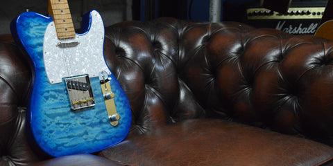 Fender MIJ FSR Hybrid II Telecaster Quilt Top Aqua Blue 2023