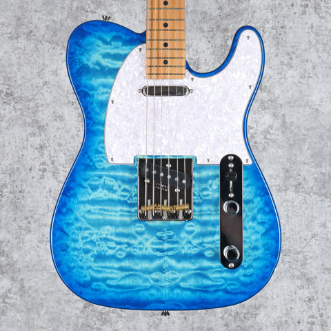 Fender MIJ FSR Hybrid II Telecaster Quilt Top Aqua Blue 2023