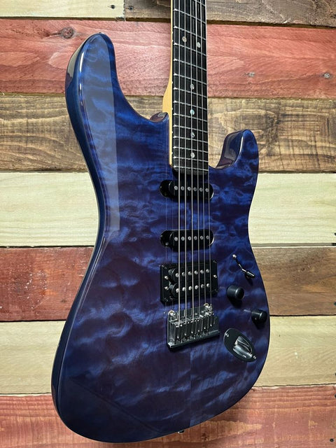Fender American Deluxe Stratocaster QMT HSS with Rosewood Fretboard 2004 Cobalt Blue Transparent