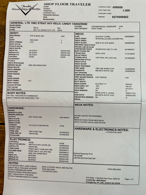 Fender 1962 Relic Stratocaster in thin-skin Nitrocellulose 2007 20th Anniversary NAMM Show Limited Edition 2007 - Candy Tangerine