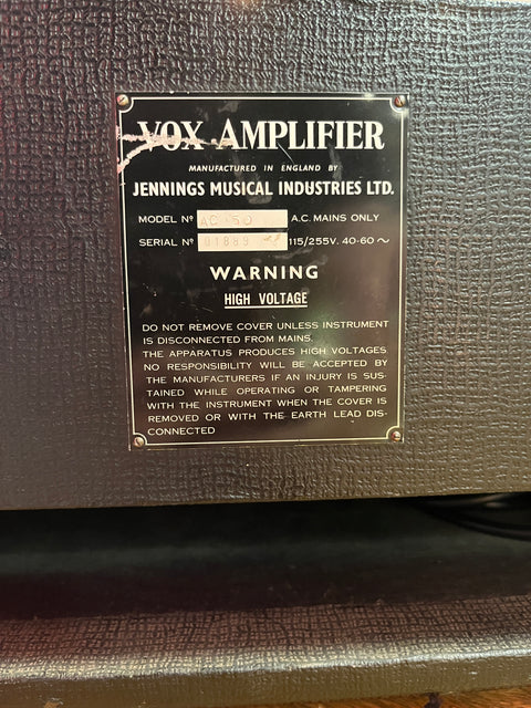 Vox AC-50/4 2-Channel 50-Watt Valve-Rectified Guitar Amp Head 1965
