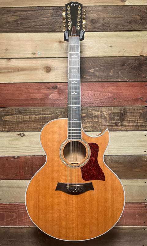 Taylor 655 12 String Maple Flame Florentine Cutaway Electro Acoustic Natural 1996