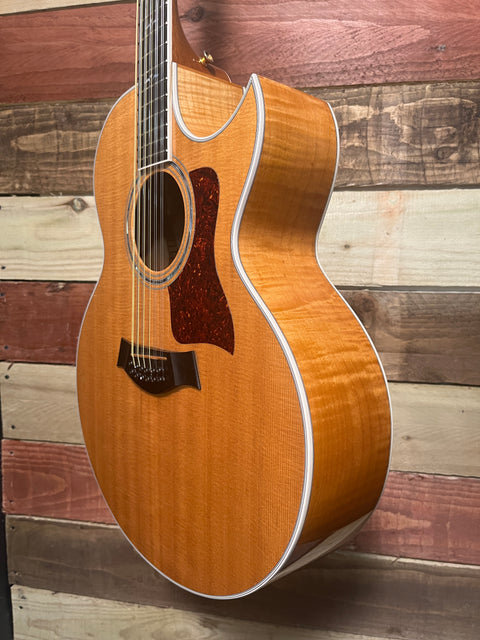 Taylor 655 12 String Maple Flame Florentine Cutaway Electro Acoustic Natural 1996