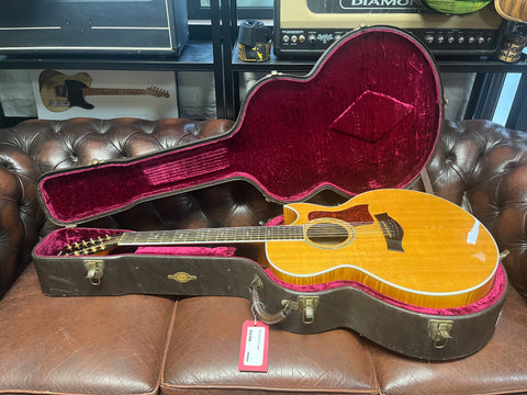 Taylor 655 12 String Maple Flame Florentine Cutaway Electro Acoustic Natural 1996