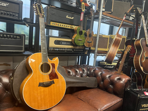 Taylor 655 12 String Maple Flame Florentine Cutaway Electro Acoustic Natural 1996