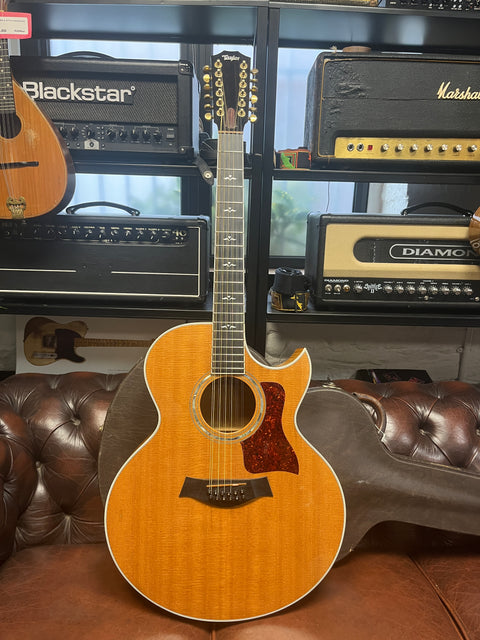 Taylor 655 12 String Maple Flame Florentine Cutaway Electro Acoustic Natural 1996