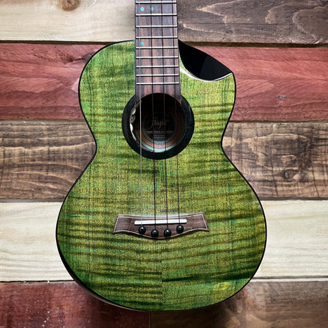 Flight Comet EQ-A Tenor Ukulele Solid Maple/Mango Tone Woods W/Pickup 2024 - Green Flame