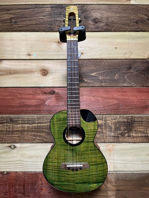 Flight Comet EQ-A Tenor Ukulele Solid Maple/Mango Tone Woods W/Pickup 2024 - Green Flame