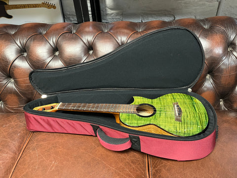 Flight Comet EQ-A Tenor Ukulele Solid Maple/Mango Tone Woods W/Pickup 2024 - Green Flame