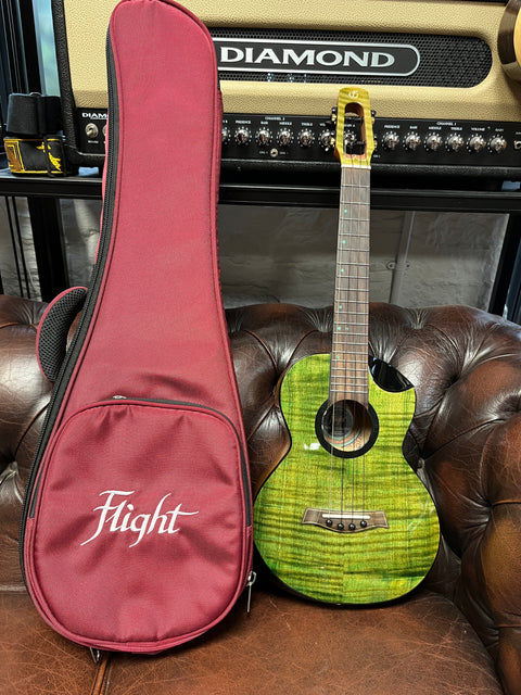Flight Comet EQ-A Tenor Ukulele Solid Maple/Mango Tone Woods W/Pickup 2024 - Green Flame