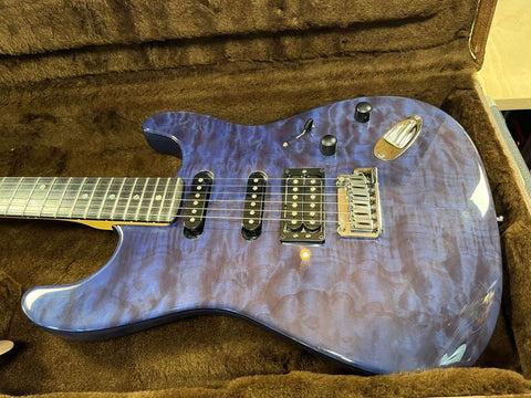 Fender American Deluxe Stratocaster QMT HSS with Rosewood Fretboard 2004 Cobalt Blue Transparent