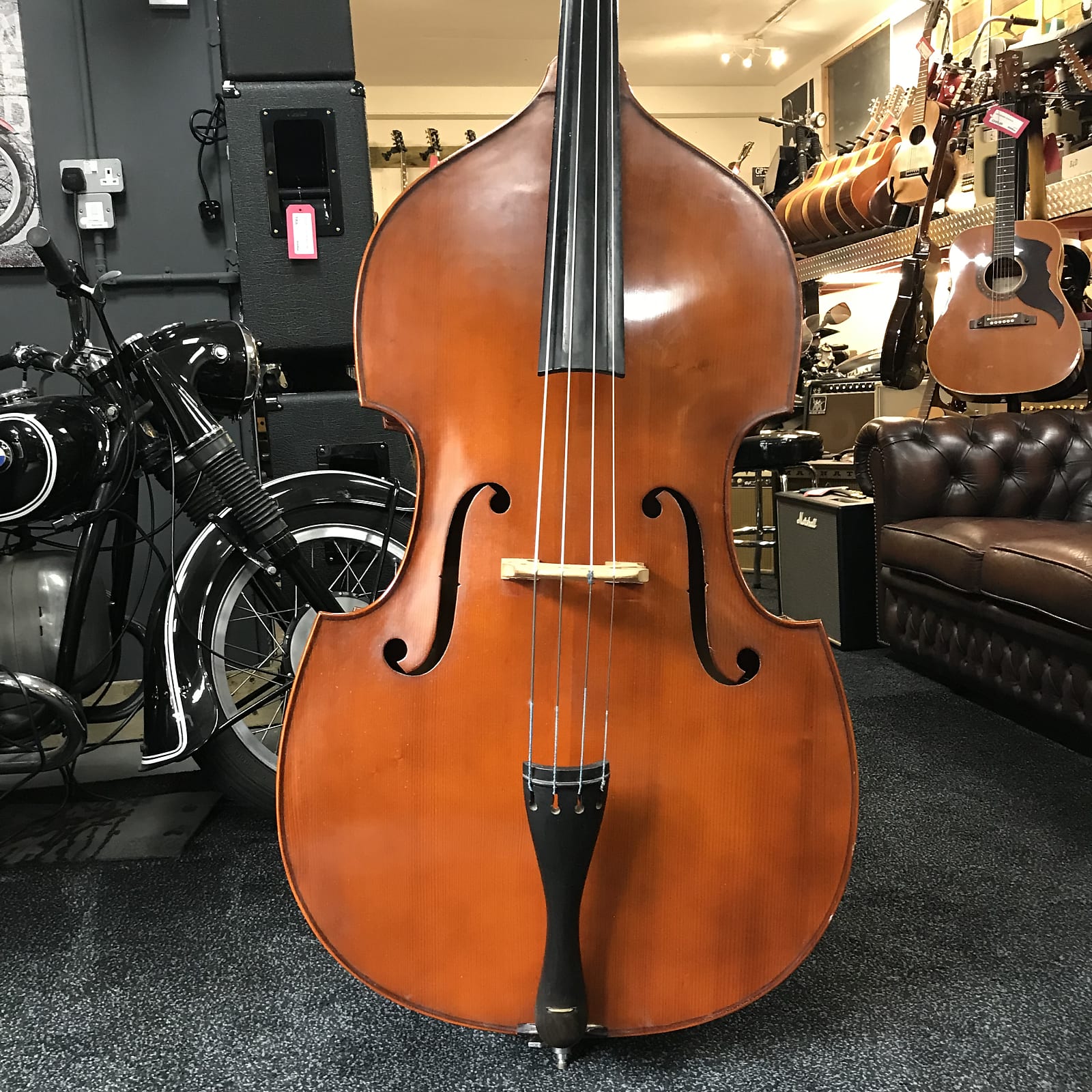 German 3/4 Dresden Double Bass Solid Top 1970's Natural MotoMusic