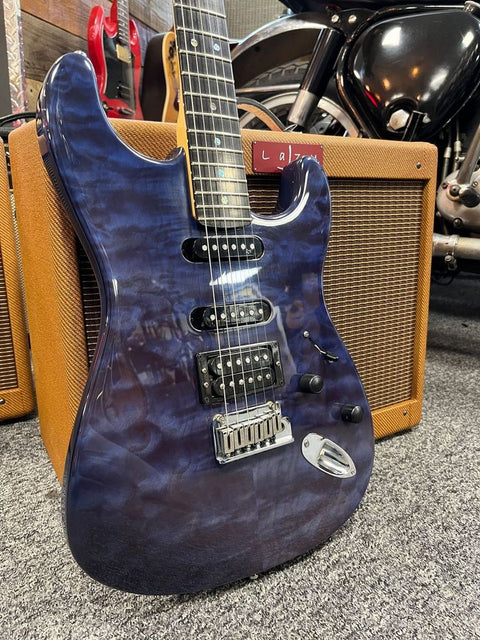 Fender American Deluxe Stratocaster QMT HSS with Rosewood Fretboard 2004 Cobalt Blue Transparent