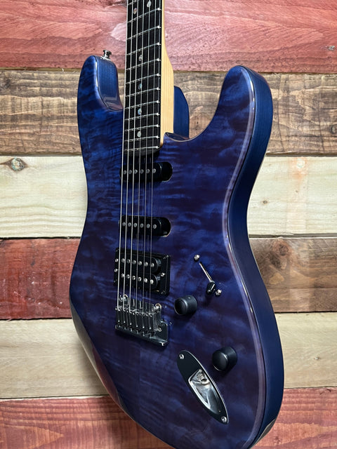 Fender American Deluxe Stratocaster QMT HSS with Rosewood Fretboard 2004 Cobalt Blue Transparent