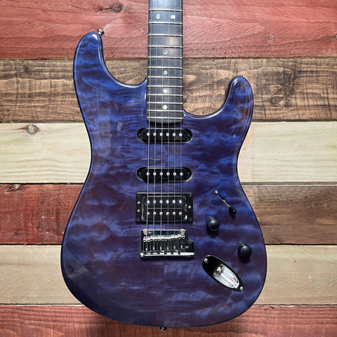 Fender American Deluxe Stratocaster QMT HSS with Rosewood Fretboard 2004 Cobalt Blue Transparent