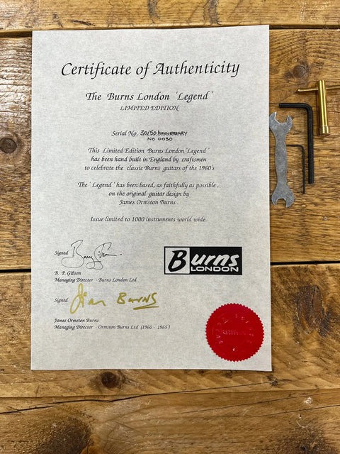 Burns Legend 30-50th Anniversary Made In England Limited Edition 1994 "Gold"