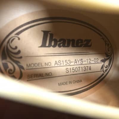 Ibanez AS153-AYS Artstar Series Semi-Hollow in Antique Yellow Sunburst 2015